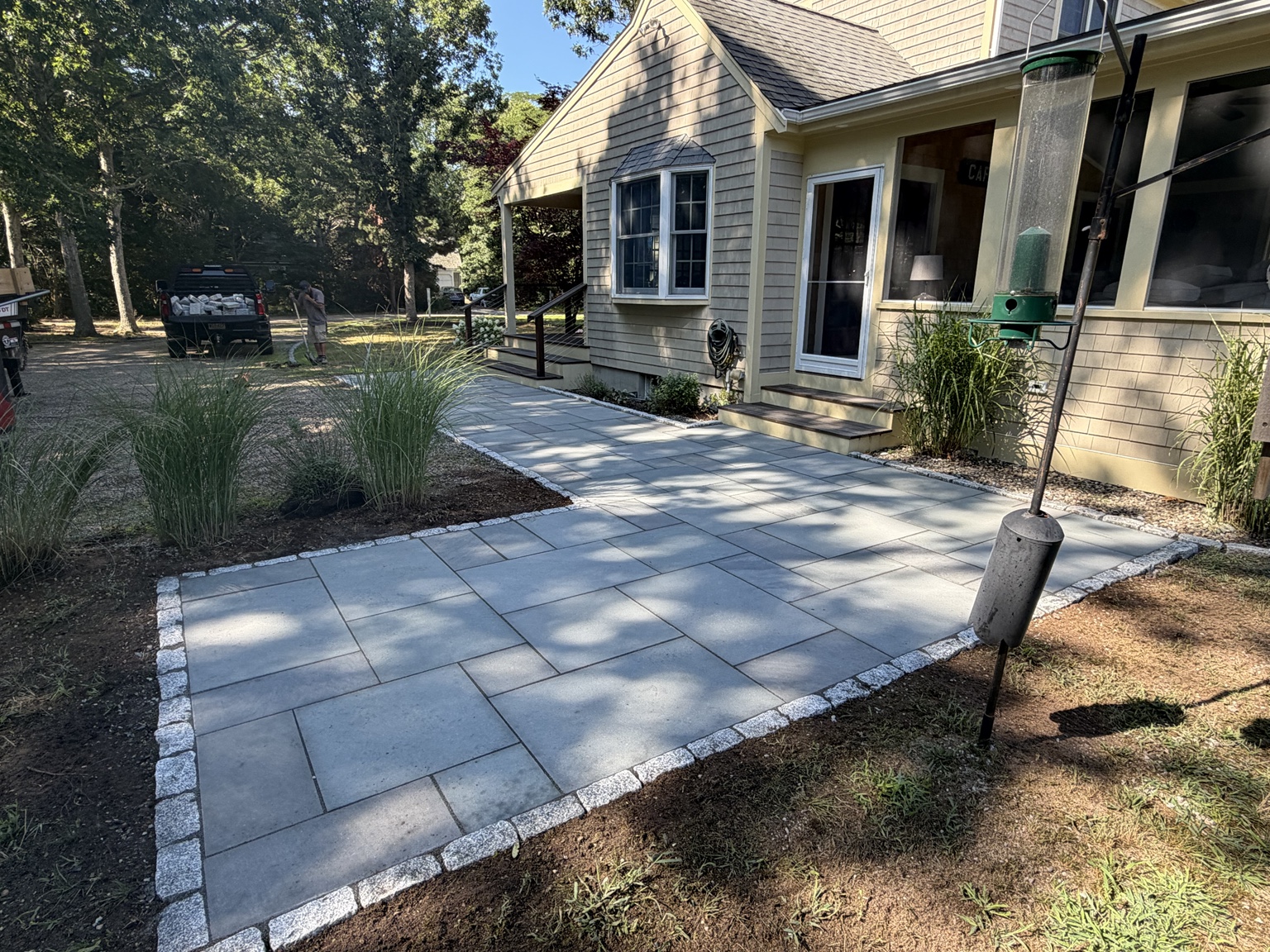 Large paver patio and walkway